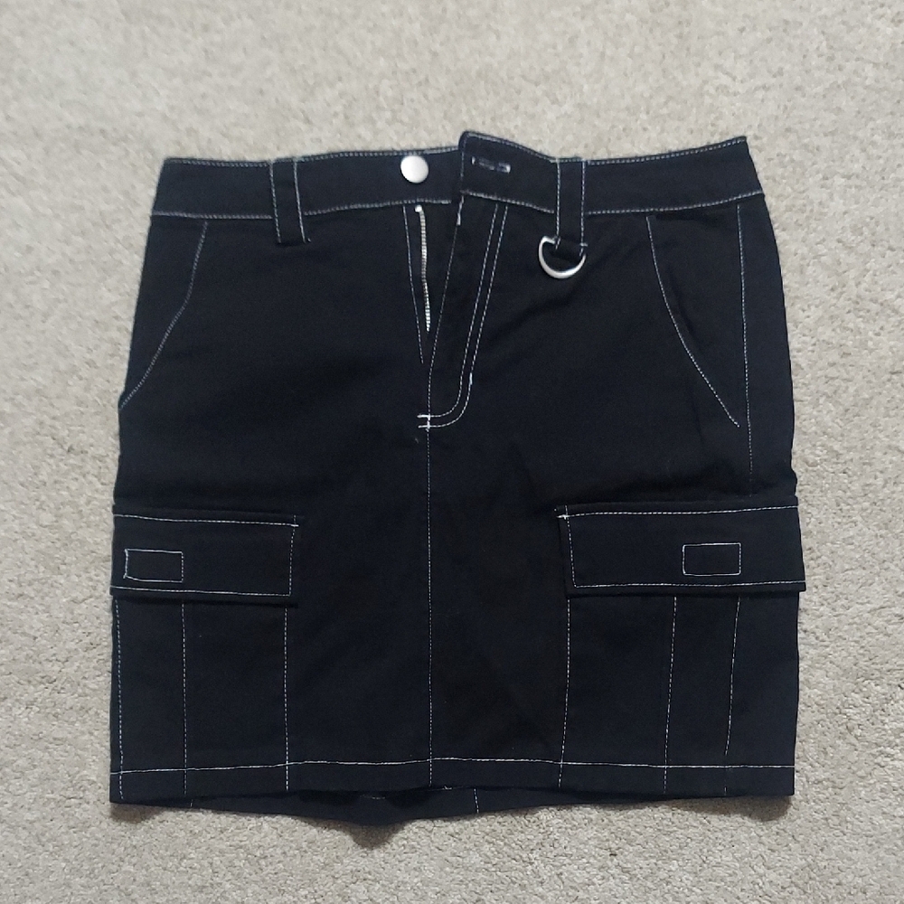 Black Utility Cargo Skirt